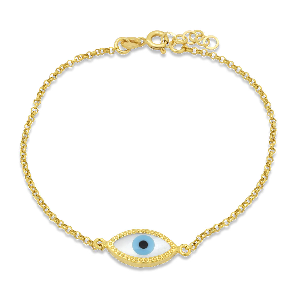 Ασημένιο επιχρυσωμένο βραχιόλι 925 με ματάκι